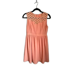 Altar'd State Peach Coral Sleeveless Crochet Top Sundress, Empire Waist Dress